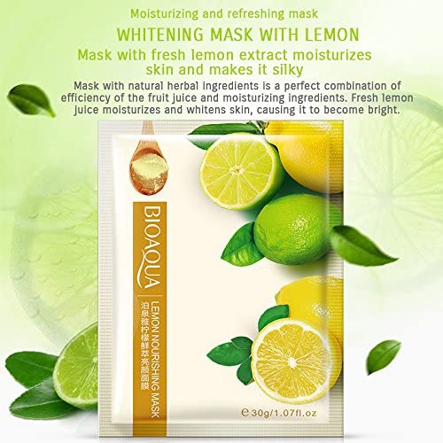 BIOAQUA Lemon Facial Mask Smooth Moisturizing Face Mask Skin Care 30g x 5 1
