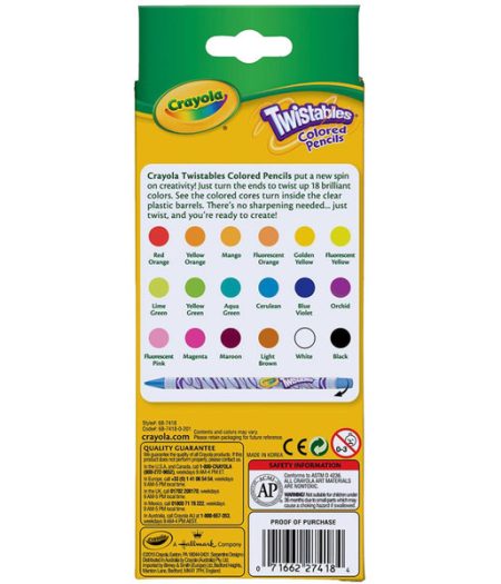 Crayola Twistables 18 Assorted Colored Pencils